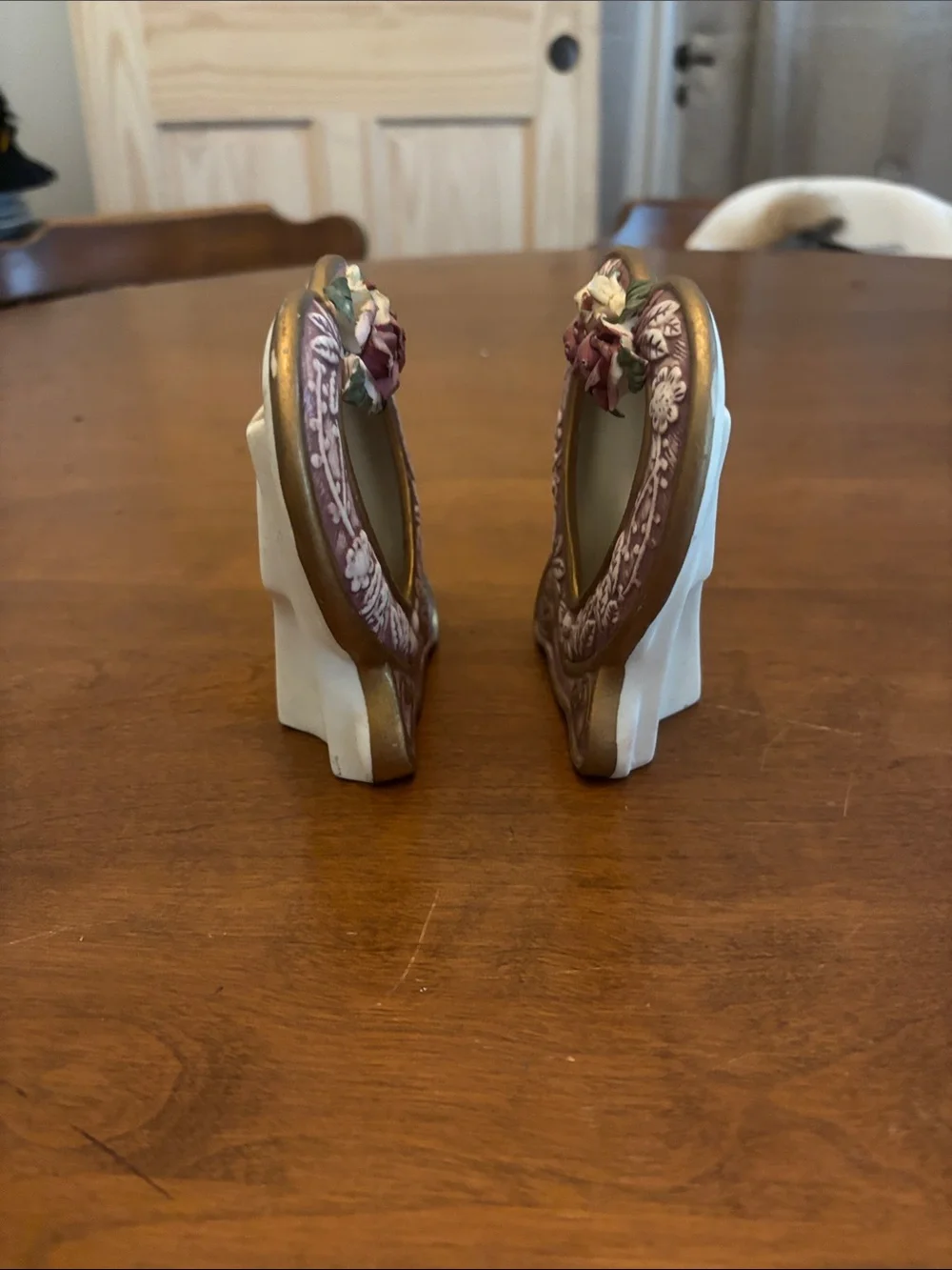 Vintage Flomo Unlimited Ceramic Heart Picture Frames Pair, Item CH-07268,